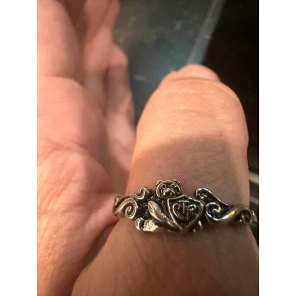 NWT Adorable Teddy Bear Stainless Steel Stackable Band with Swirl Accent Size 10 - Picture 3 of 5